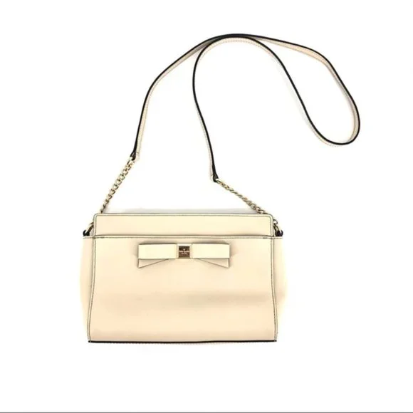 Kate Spade Ivory Bow Front Crossbody Bag Purse - Picture 1 of 8